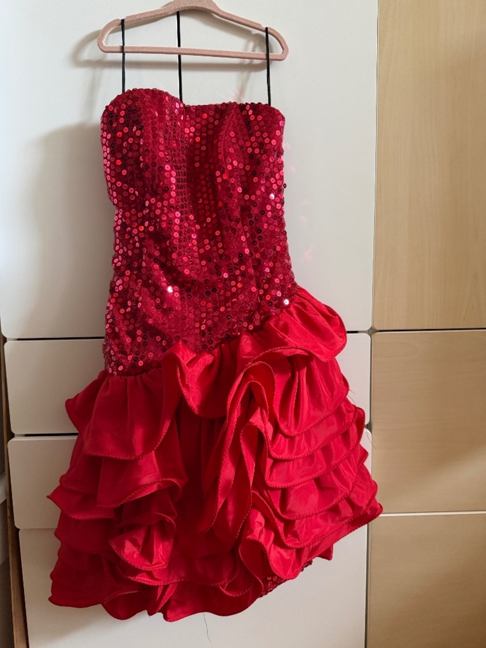 Girls Red Sequin and Satin Wedding or Party Dress - Size 6 - Daniella
